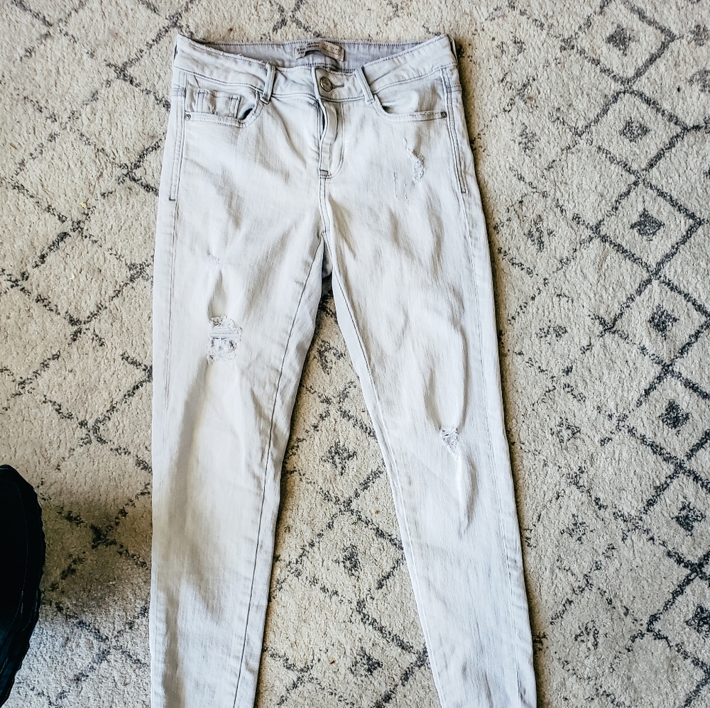 Zara Distressed White Jeans